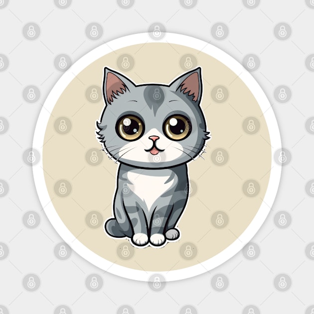 Grey Anime Cat Magnet by Kariyama